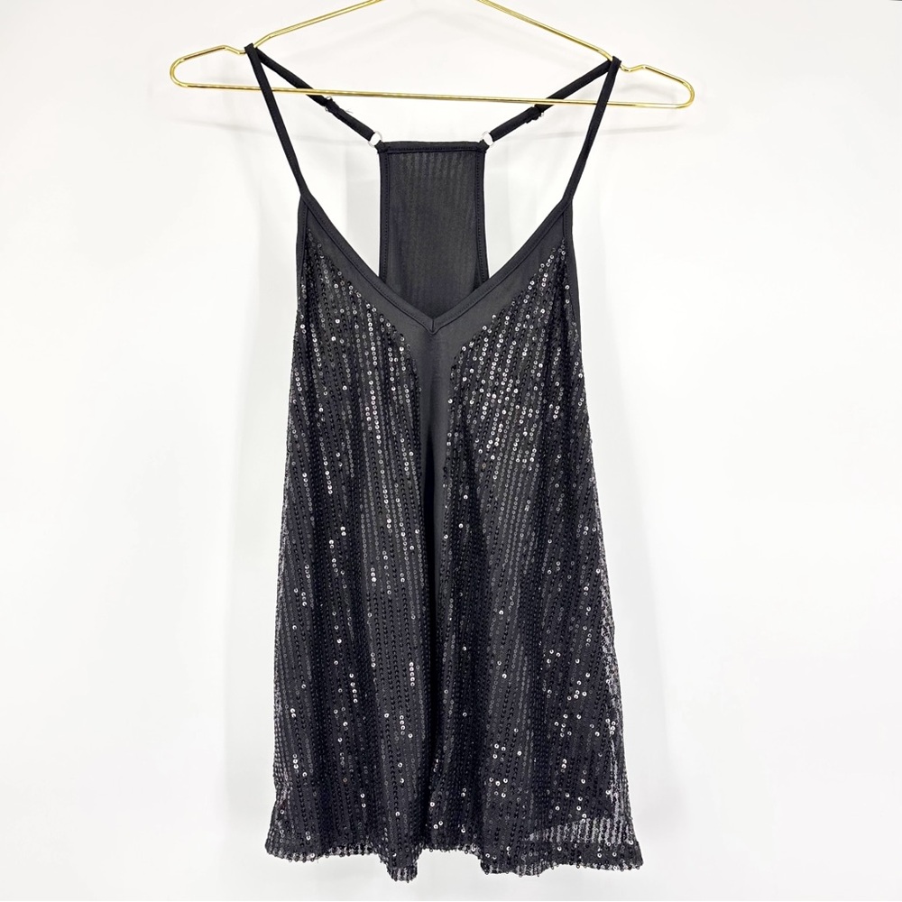 Black Sequin Racerback Tank Top – Size Small - Picture 2 of 11